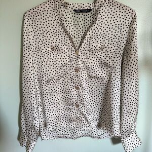 Zara Black and White Polka Dot Blouse